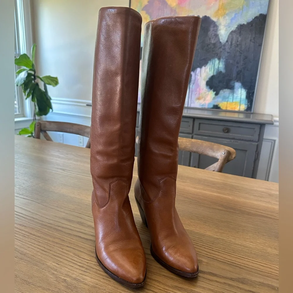 Frye Lila cognac Leather Knee-High Boots size 8.5 - Picture 2 of 7